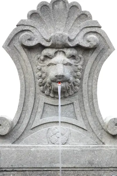 Product image of the product “Wall fountain model „Venice“, 140cm height, natural stone (Basanite), stonemasonry, without pump, pipes, drilling ”